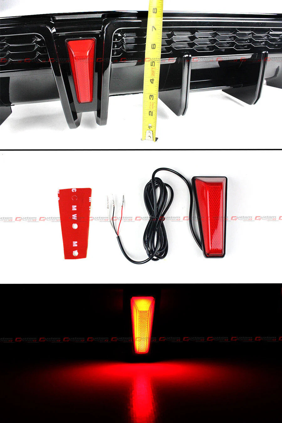 Yofer Design V2 Gloss Black LED Rear Bumper Diffuser [2018-2024 Toyota Camry SE XSE TRD]