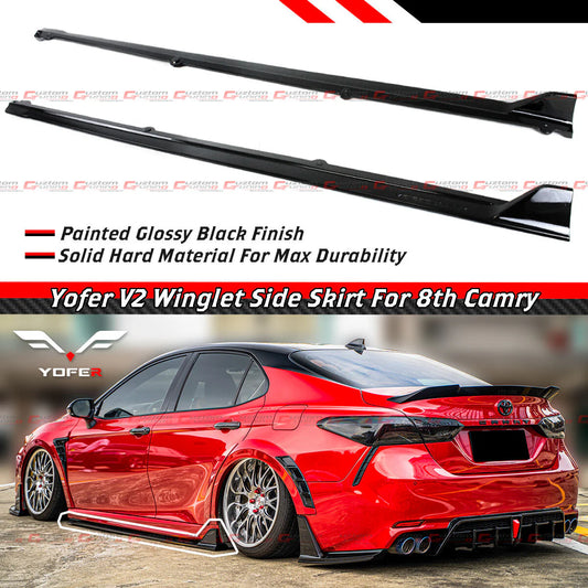 Yofer Design V2 Gloss Black Side Skirt [2018-2024 Toyota Camry]