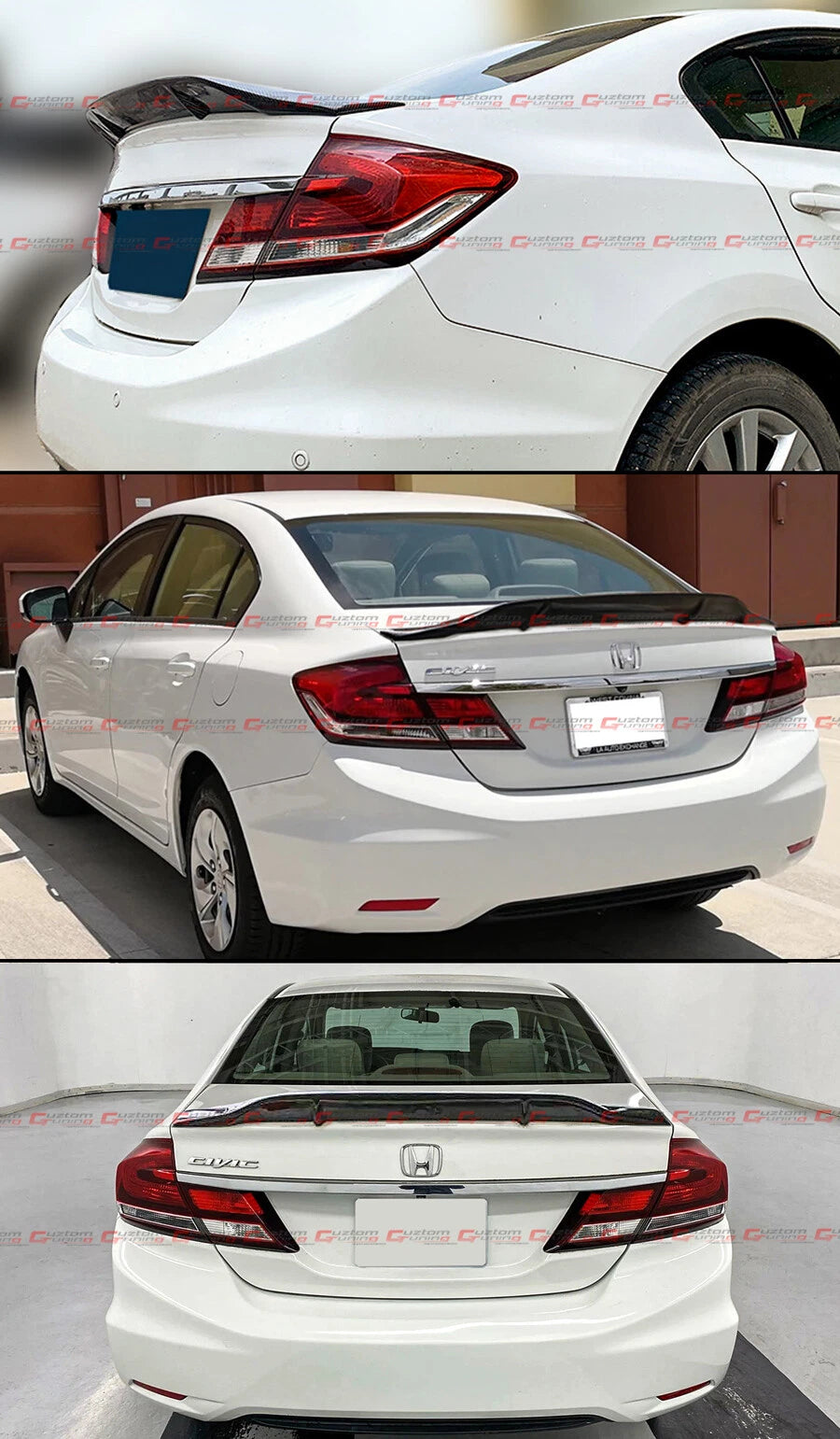 2012-2015 HONDA CIVIC 4DR SEDAN GLOSS BLACK R STYLE DUCKBILL TRUNK SPOILER