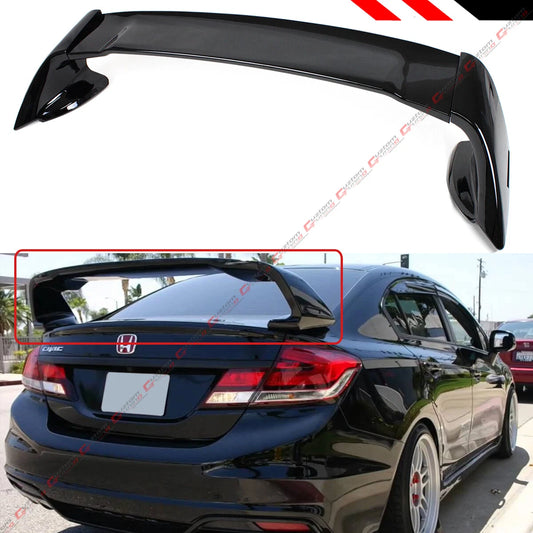 2012-15 9TH HONDA CIVIC SEDAN GLOSSY BLK JDM MUG RR STYLE TRUNK SPOILER WING