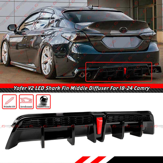 Yofer Design V2 Gloss Black LED Rear Bumper Diffuser [2018-2024 Toyota Camry SE XSE TRD]