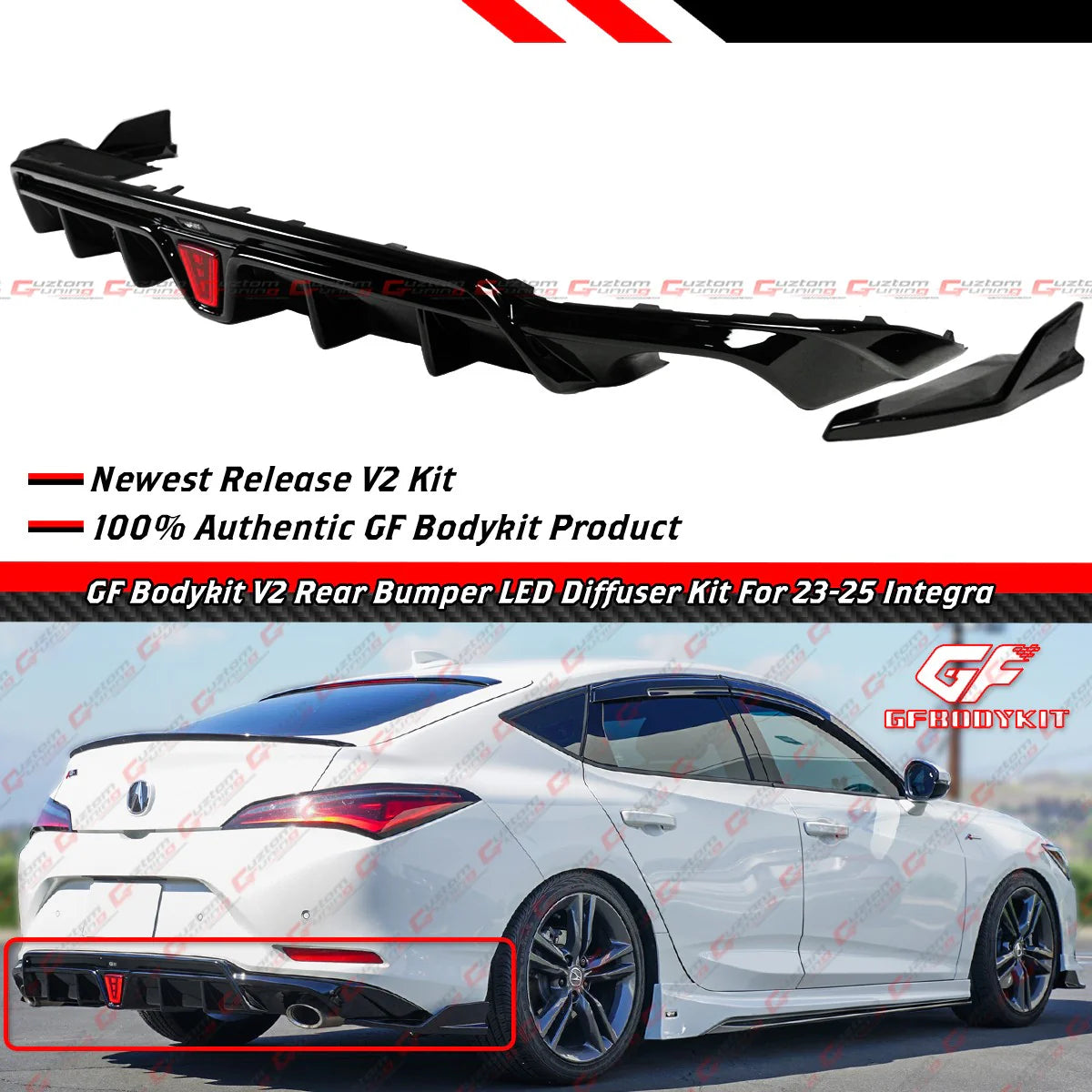 GF Bodykit V2 LED Rear Diffuser W/ Extension [2023-2026 Acura Integra Base A-Spec]
