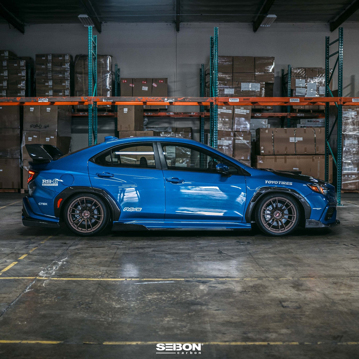 MB-style carbon fiber side skirts for 2022-2025 Subaru WRX