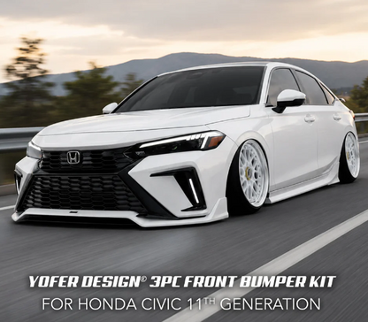Yofer Design Front Bumper Full Replacement Kit With Tinted Sequential Switch-Back DRL [2022-2026 Honda Civic]